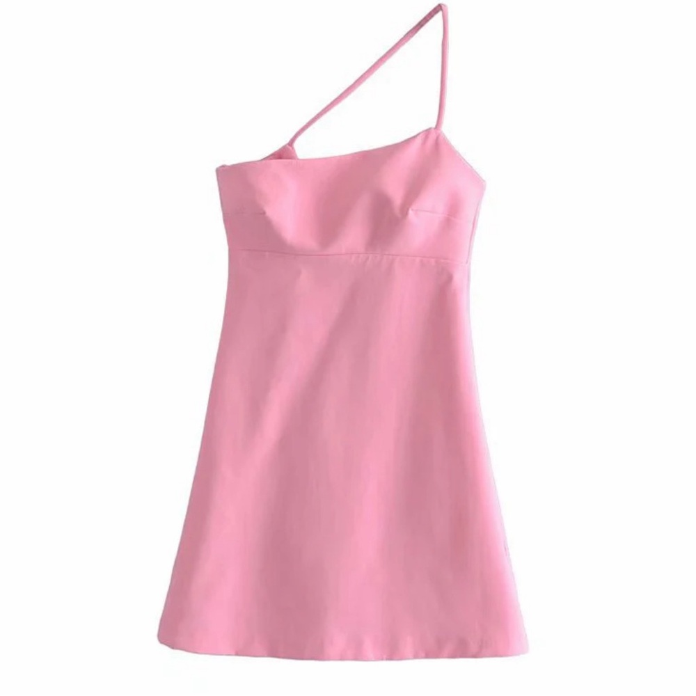 Pink One-Shoulder Dress